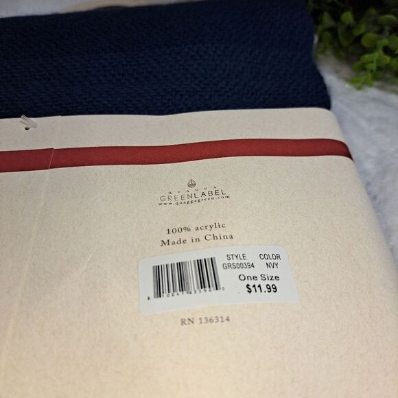 Quagga Blanket Wrap Scarf Navy Buffalo Checked Green Label - Picture 3 of 7